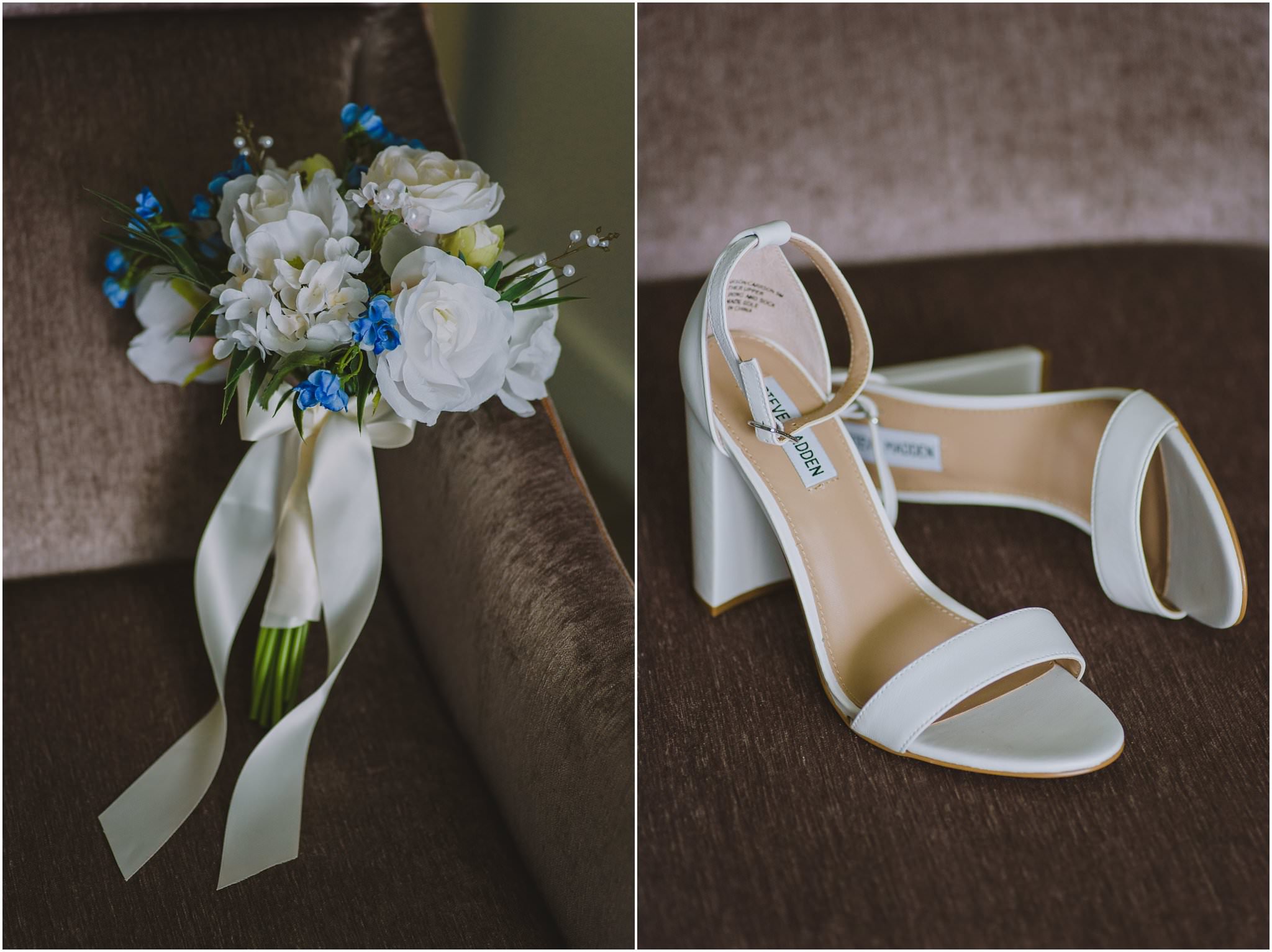 steve madden shoes and white bouquet