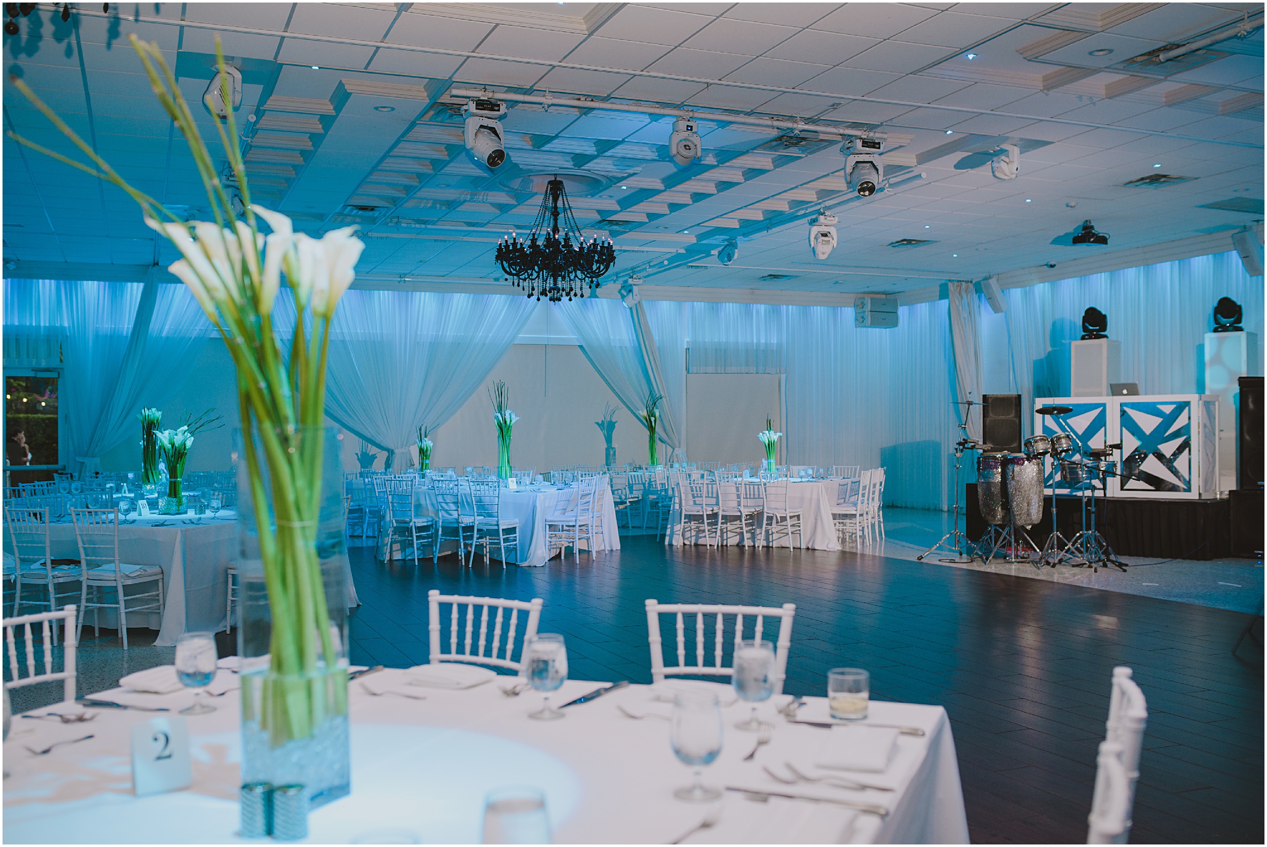 Lavan Venue indoor reception with blue up-lighting